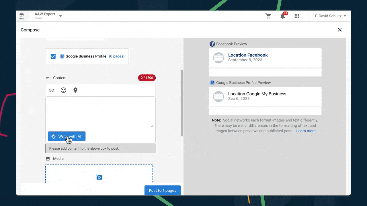 AI-powered Social Marketing for multi-location clients